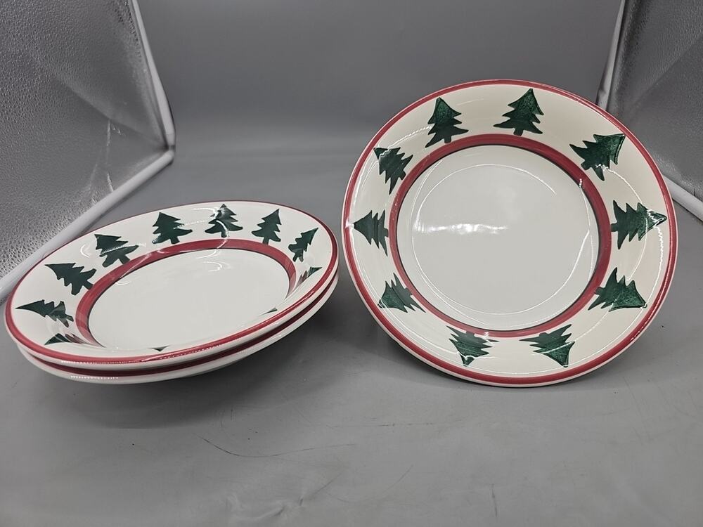 Pier 1 Imports 8 1/4" Soup Cereal Bowl O' Tannenbaum Christmas Tree Italy - 3 pc